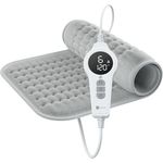 BR Bringer Infrarot Heizkissen, 6 Heizstufen (25-60°C), Abschaltautomatik, Überhitzungsschutz, waschbar, LED Display, Flanell (Grau, 60 x 30 cm)