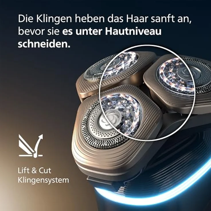 Philips Rasierer i9000 Prestige Ultra, Nass- und Trockenrasierer mit Druck- und Bewegungssensor, Trimmeraufsatz, Reinigungsstation und Ladestation, schwarz (Modell XP9405/31) – Bild 3
