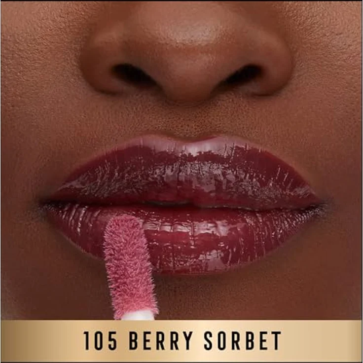 Max Factor 2000 Calorie Lip Glaze, farbiges Hochglanz-Lipgloss mit Volumen-Effekt, Nährstoffkomplex mit Hyaluron und Squalan, vegan, Fb. 105 Berry Sorbet, 4.4ml – Bild 3