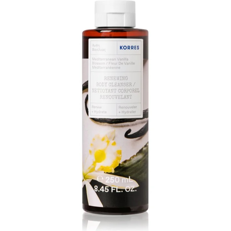 Korres Mediterranean Vanilla Blossom, energiespendendes Duschgel für Damen, 250 ml mit feuchtigkeitsspendendem Schaum – Bild 1