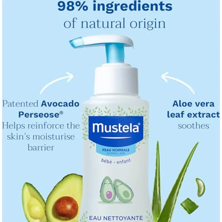 Mustela Bébé Reinigungswasser No-Rinse Cleansing Water, 500 ml, sanfte Reinigung ohne Wasser, mit Bio-Avocadoextrakt – Bild 3