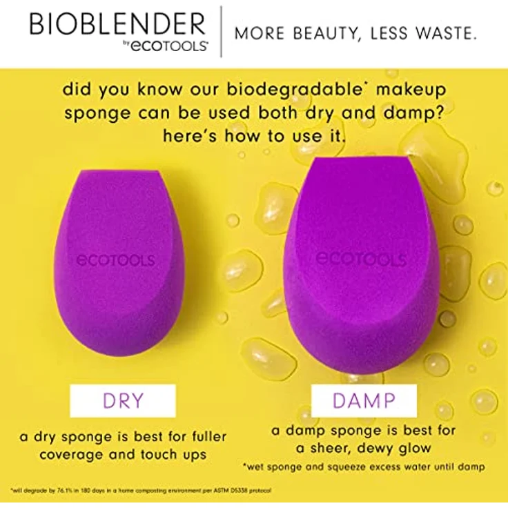 ECOTOOLS Bioblender Make-up-Schwamm für flüssiges und cremiges Make-up, 40 g, 3175, violett – Bild 4
