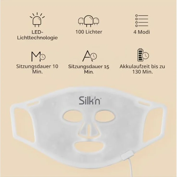 Silk'n Gesichtsmaske mit LED-Lichttherapie, Anti-Aging, entzündungshemmend, beruhigend, Anti-Akne, Narbenbehandlung, rot, blau, gelb, violett – Bild 3