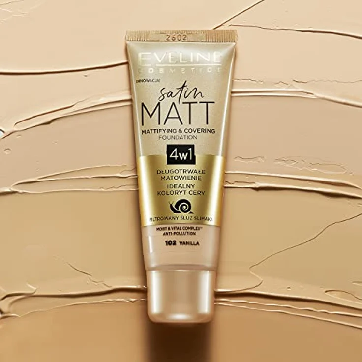 Eveline Cosmetics Satin Matt Mattierende und deckende Gesichtsgrundierung, 30 ml, Nr. 104 Beige – Bild 2