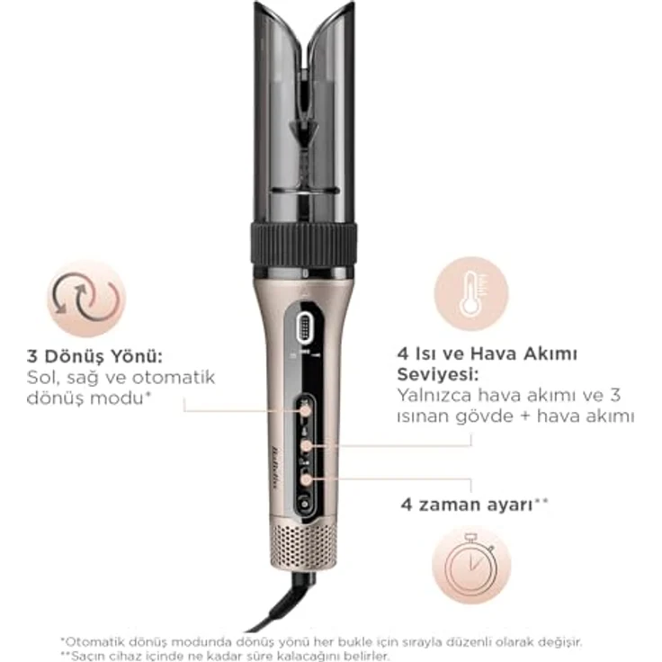 BaByliss C6688E Style Secret Air, Glätt- und Lockenstab mit Auto-Curl-Technologie, 4 Temperatureinstellungen, Hitzeschutzmatte – Bild 4