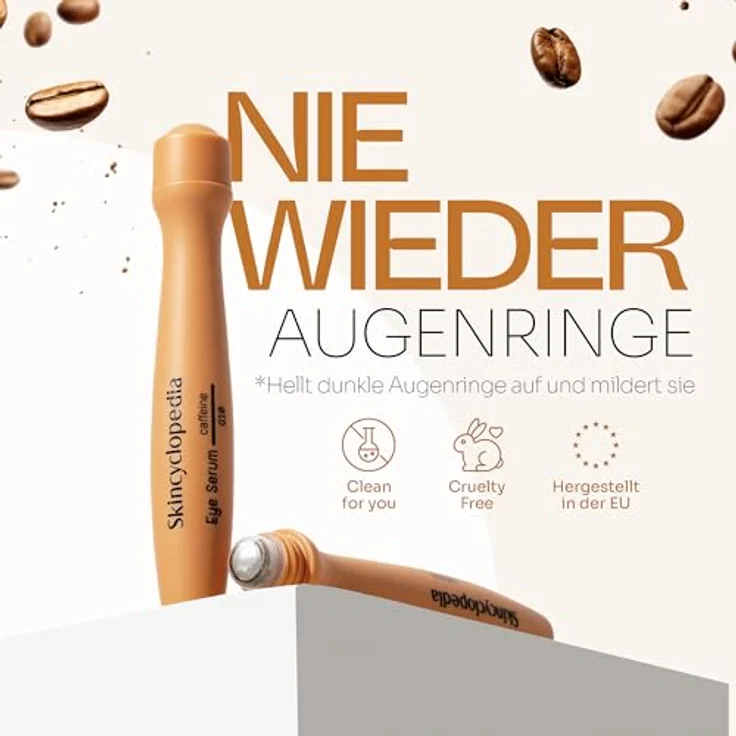 Skincyclopedia Koffein Augen Roll On, kühlendes Augenserum mit Q10 und Hyaluronsäure, gegen dunkle Augenringe und Tränensäcke, 15ml – Bild 2