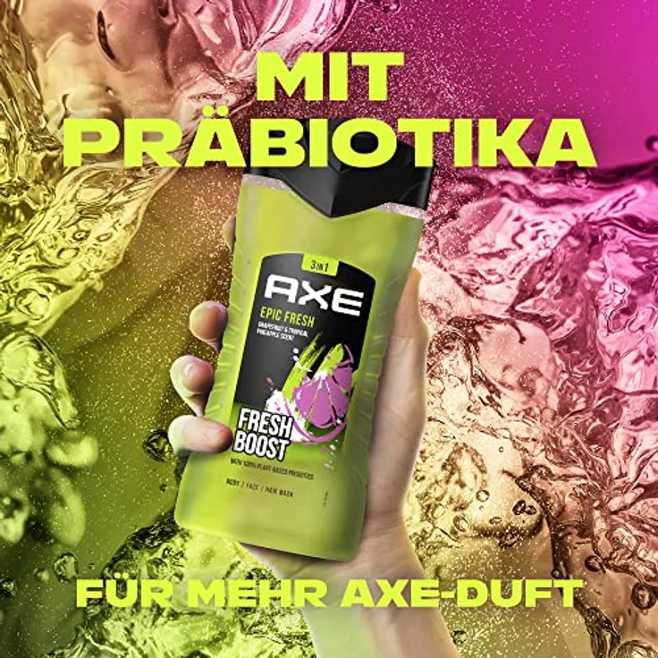Axe 3in1 Duschgel & Shampoo, Epic Fresh, mediterraner Duft mit tropischer Grapefruit, 250 ml – Bild 4