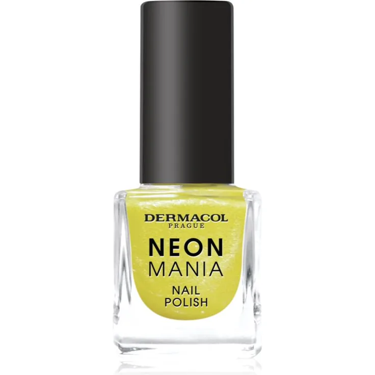 Dermacol Neon Mania Nagellack Farbton 4 Lemon Pop, 5 ml, schnelltrocknend, langanhaltende Farbe, glänzendes Finish