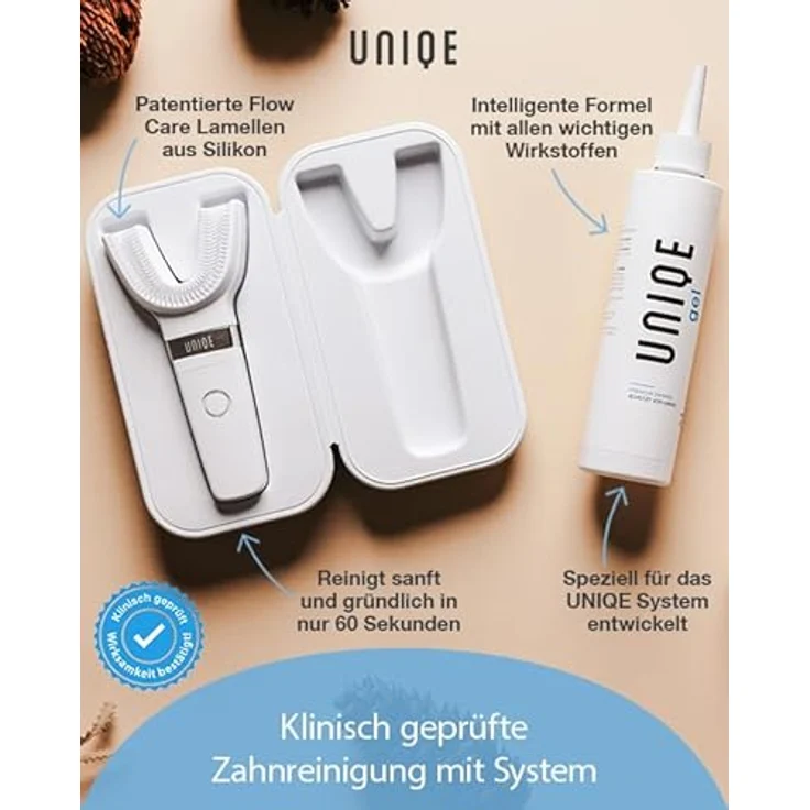 UNIQE One Mix Starterset, Schallzahnbürste mit Lamellen-Technologie, inkl. 3 Mundstücke und Zahngel für intensive Plaque-Reduktion – Bild 2