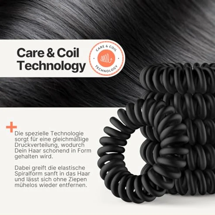 IMPERIO Spiral Haargummi, Premium Haargummi für Damen & Mädchen, Vermeidet Haarbruch und Spliss, Schwarz Klein, Hochwertige & schonende Zopfgummis – Bild 5