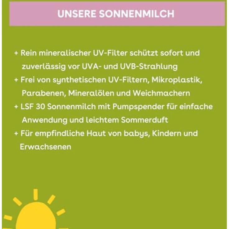boep Sonnencreme LSF 30 (200 ml) – Mineralischer Sonnenschutz für Babys, Kinder & Erwachsene – Mit Zinkoxid, ohne chemische UV-Filter & Phthalate – Vegane Naturkosmetik, Made in Germany – Bild 4