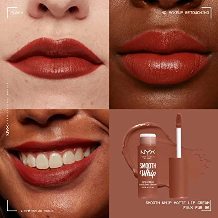 NYX Professional Makeup Smooth Whip Matte Lip Cream, pflegender Lippenstift mit hoher Pigmentierung und Shea- sowie Kakaobutter, 4 ml, Farbe FAUX FUR – Bild 9