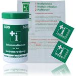 acavi Erste-Hilfe-Set Notfalldose SOS, Komplett-Set mit individual Notfall-Infoblatt und 2 Aufklebern zur schnellen Bereitstellung lebensrettender Informationen