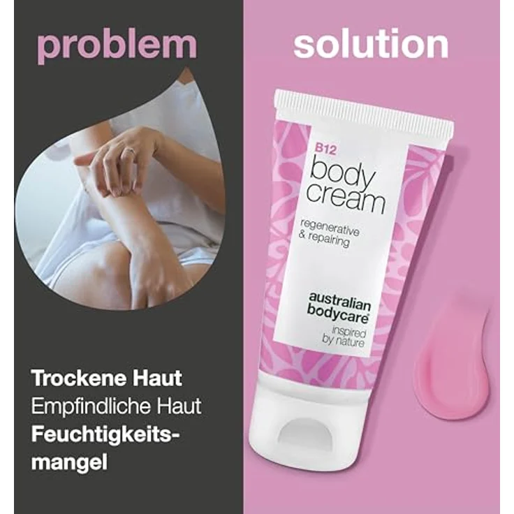 Australian Bodycare Vitamin B12 Body Cream, feuchtigkeitsspendende Pflege für trockene & empfindliche Haut mit Ectoin & Allantoin – Bild 2