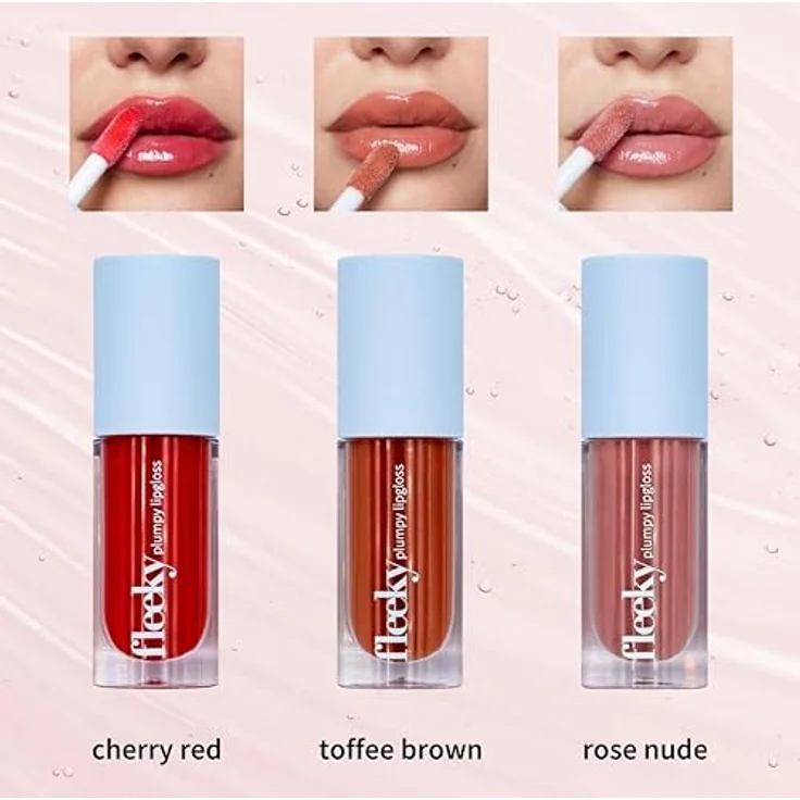 Fleeky Plumpy Lip Gloss, Lippenpflege mit volumengebendem Effekt, 5 ml, Cherry Red – Bild 8