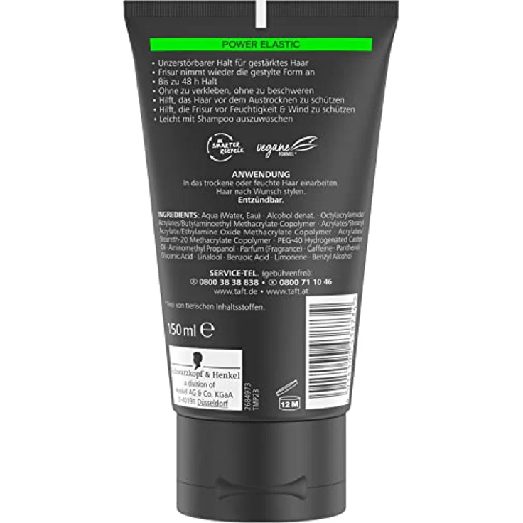 Henkel AG & Co. KGaA Taft Haargel Power Elastic Styling Gel Halt 5 für festen Halt 150 ml – Bild 5