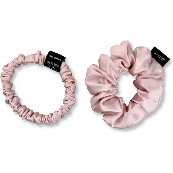 AILORIA DOUX Haargummi Set, Seiden Scrunchies in Größe S und M, luxuriöse Haaraccessoires für Alltag und Sport