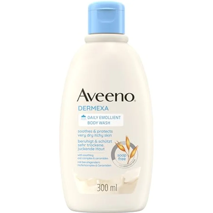Aveeno Dermexa vegane Duschcreme seifenfreie Pflegedusche mit beruhigendem Haferkomplex, 300 ml, für sehr trockene, juckende, empfindliche, zu Ekzemen neigende Haut – Bild 1