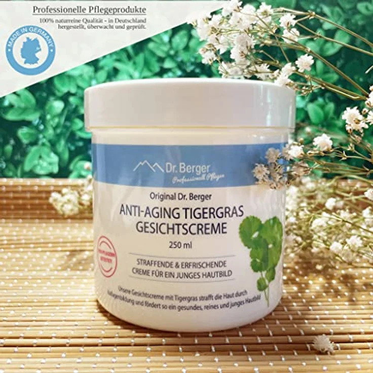 Dr. Berger Tigergras Anti-Aging-Gesichtscreme, 250 ml mit Traubenkernöl, für straffere und reinere Haut – Bild 4