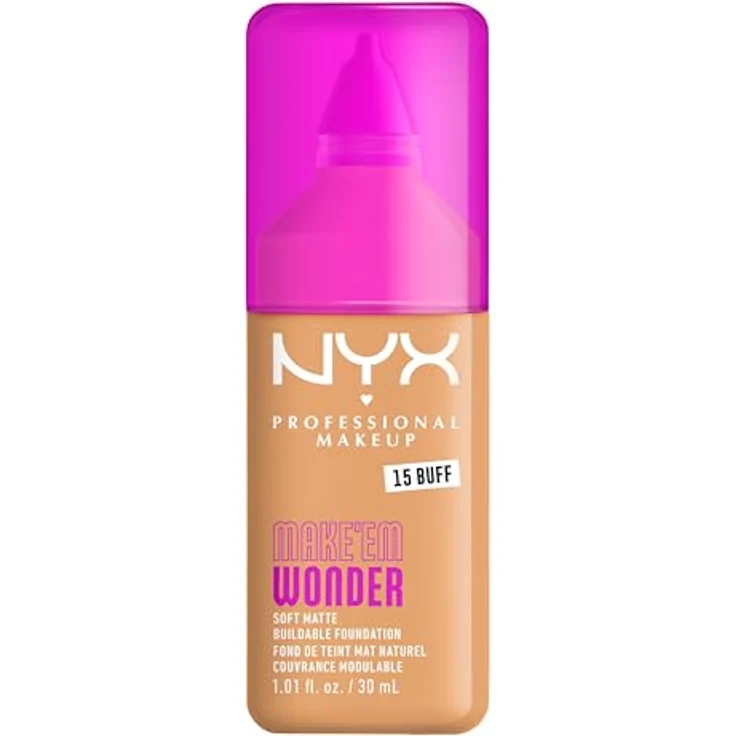 NYX Professional Makeup Make 'EM Wonder Foundation, soft matte Foundation in 15 Buff für ebenmäßigen Hautton – Bild 1