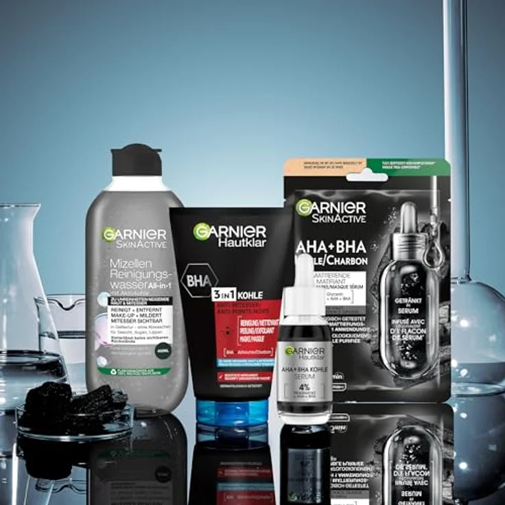 Garnier Hautklar 3 in 1 Gesichtsreinigung für unreine Haut, Anti-Mitesser Reinigung, Peeling und Maske, Mit Kohle, Blaubeerextrakt und Salizylsäure, Ohne Parabene - 3 x 150 ml – Bild 5