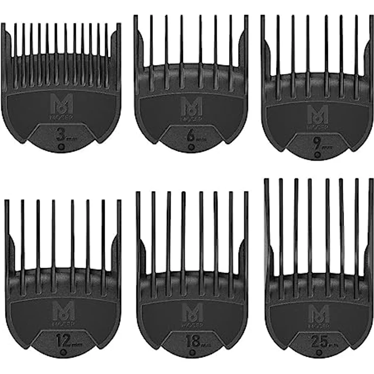 Moser Kuno Combs, Slide-On Aufsteckkämme 3/6/9/12/18/25 mm für Haarschneider, Made in Germany – Bild 2