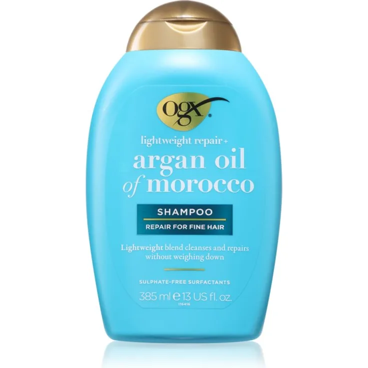 OGX Argan Oil Of Morocco Lightweight Shampoo, feuchtigkeitsspendendes Haarshampoo für Damen, 385 ml, ohne Sulfate, verleiht Glanz und Volumen