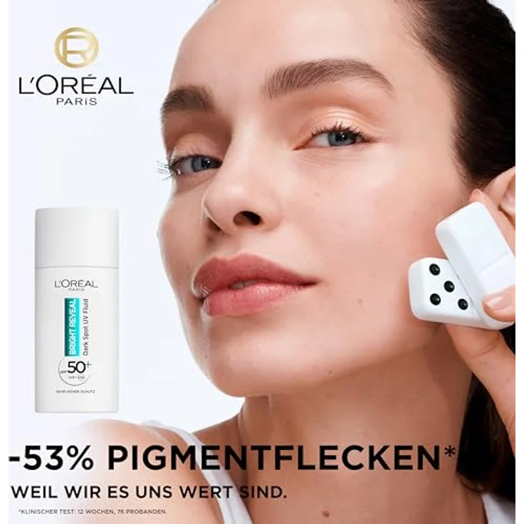 L'Oréal Paris UV Fluid mit Lichtschutzfaktor 50, Schützt die Haut vor UV-Strahlung, Beugt den ersten Anzeichen der Hautalterung vor, Mit Vitamin C und E, Bright Reveal UV Fluid, 50 ml – Bild 2