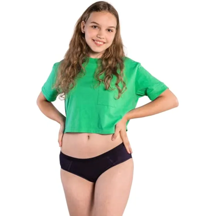Selenacare Periodenunterwäsche Teenager Sporty - Menstruationsunterwäsche für Teens, waschbar, 100% vegan, nachhaltig, 20ml Absorption, Schwarz, Größe 164