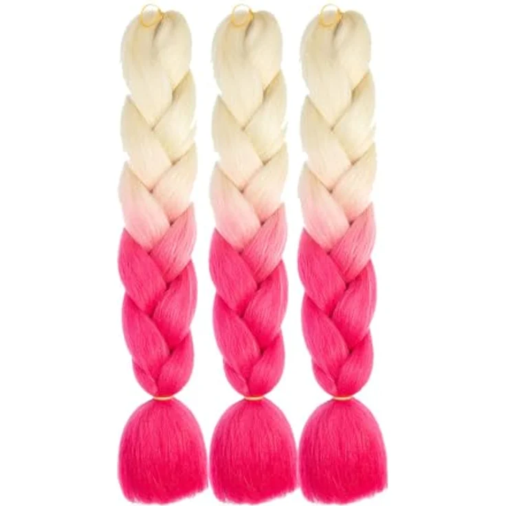 Shangxiu Braids Extensions, 24" Kunsthaar in Blond-Pink, hitzebeständige Faser zum Einflechten – Bild 4