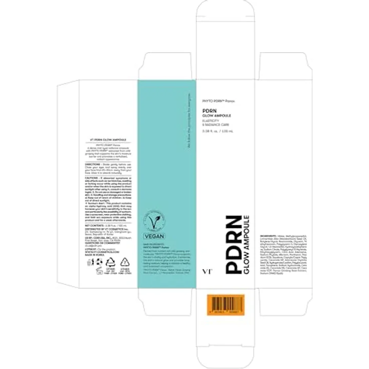 VT Cosmetics PDRN Glow Ampoule, Gesichtsserum für hydratisierte und strahlende Haut, 100 ml, mit Ceramiden und Niacinamid – Bild 9