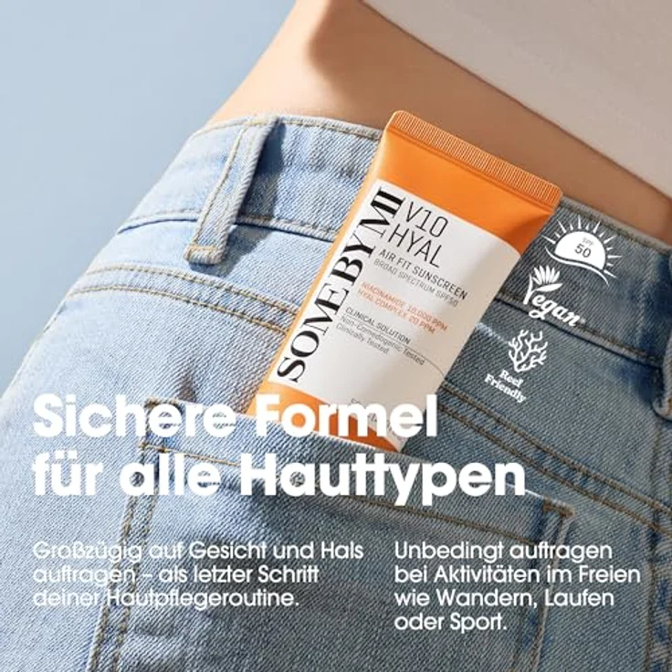 Some By Mi V10 Hyal Air Fit Sunscreen, leichte Gesichtscreme mit SPF 50+, 50 ml, schützt vor UVA/UVB-Strahlen und spendet Feuchtigkeit – Bild 6