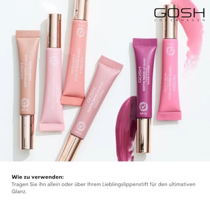 GOSH COPENHAGEN Soft`n Tinted Lippenbalsam SPF 15, Tönungsbalsam in Farbton 001 Nude, 8 ml – Bild 4