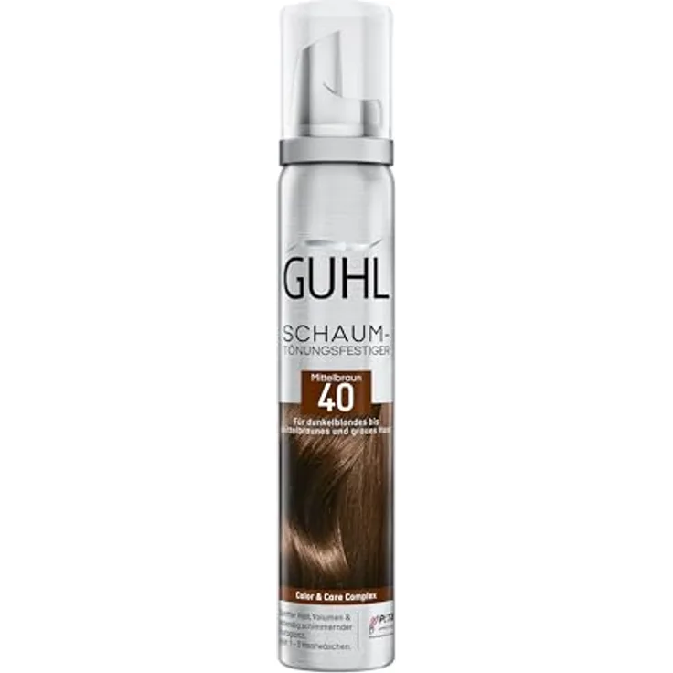 Guhl Schaum-Tönungsfestiger - Farbe 40 Mittelbraun - Sanfter Halt, Volumen und Farbglanz - Haarfärbemittel 100ml