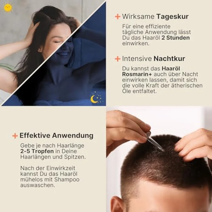 IMPERIO Haaröl Rosmarin+, 60ml - 100% natürliche Haarpflege gegen Haarausfall, mit Rosmarinöl und hochwertigen Ölen zur Anregung des Haarwachstums für Kopfhaut & Bart, ohne Zusätze – Bild 4