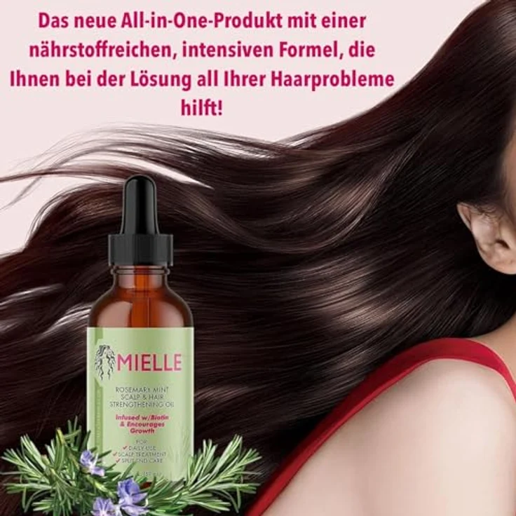 P-Beauty Rosmarin & Minze Haaröl für Haarwachstum - 59ml | Intensive Bio Haarpflege, Kopfhautpflege & Haarstärkung | Geeignet für empfindliche Kopfhaut & gefärbtes Haar | 3x59ml – Bild 2