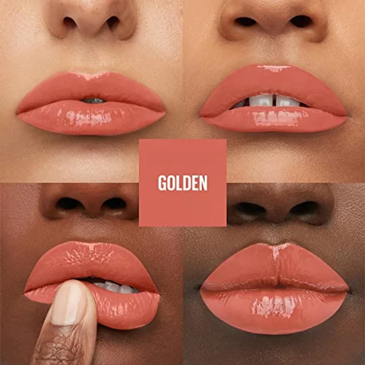 Maybelline New York flüssiger Lippenstift, Liquid Lipstick mit 16 Stunden Halt und glänzendem Finish, Super Stay Vinyl Ink, Nr. 105 Golden, 4,2 ml – Bild 3