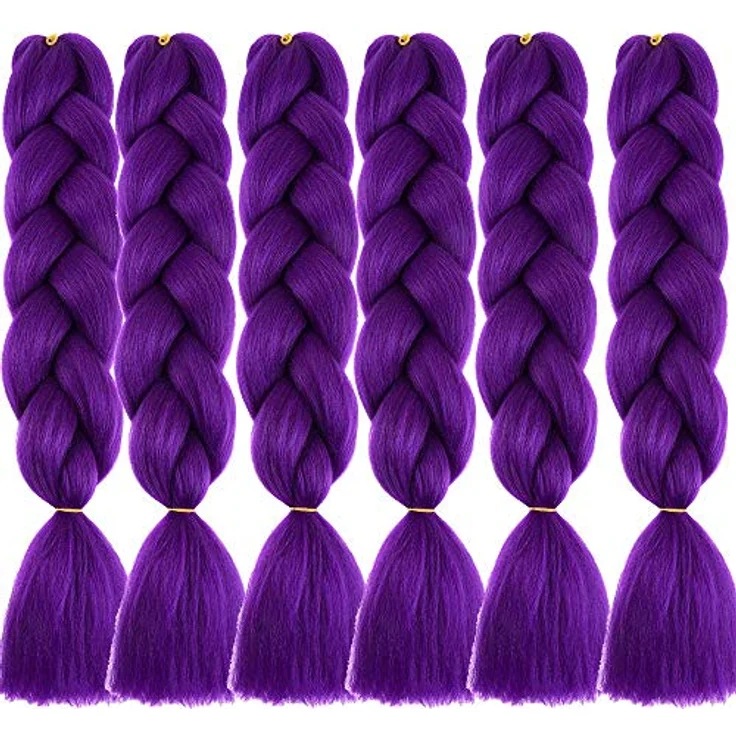 Shangxiu Jumbo Braids Extensions, 6 Packs Lila Ombre Synthetisches Haar, 24" (60cm), Hochtemperaturfaser für Afro Crochet Twist und Weave Hair – Bild 5
