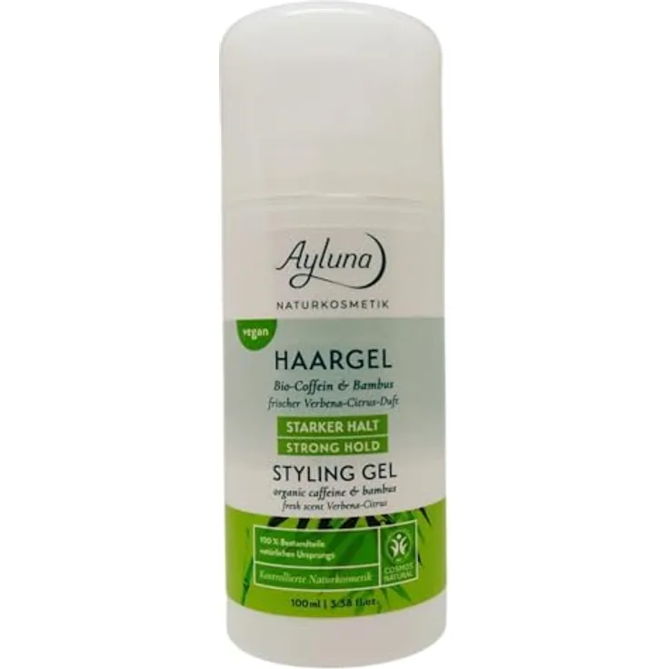 Ayluna Haargel Bio-Coffein & Bambus, starker Halt, 100ml, vegan & bio mit frischem Verbena-Citrus Duft