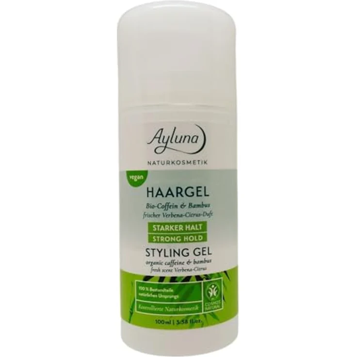 Ayluna Haargel Bio-Coffein & Bambus, starker Halt, 100ml, vegan & bio mit frischem Verbena-Citrus Duft – Bild 1