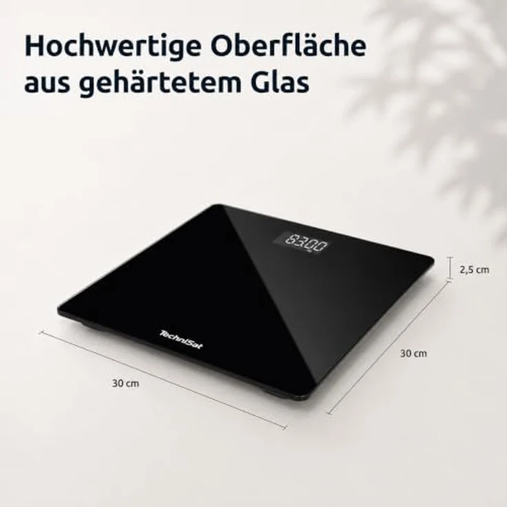 TechniSat VIOLA PW 30, Digitale Personenwaage bis 180 kg, LED-Display, Automatische Einschaltung, gehärtetes Sicherheitsglas – Bild 5