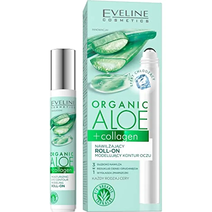 Eveline Cosmetics Organic Aloe + Collagen Moisturizing Roll-on Modeling Eye Contour, 15 ml