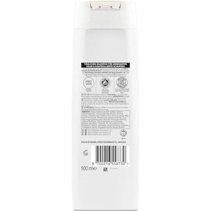 Pantene Pro-V Anti-Schuppen Shampoo 500ml, reinigt und schützt Haarbindungen, ohne Mineralöle und Farbstoffe, mit Active Nutri-Plex – Bild 5