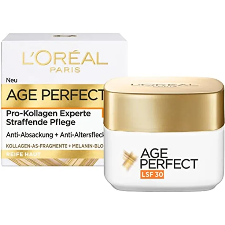 L'Oréal Paris Age Perfect Pro-Kollagen Tagespflege LSF 30, 50ml - Anti-Absackung & Anti-Altersflecken, Kollagen, Melanin-Block, Lichtschutzfaktor 30