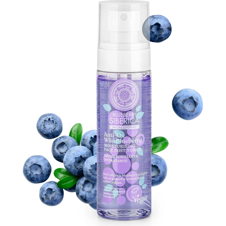 Natura Siberica Anti-Ox Wild Blueberry, feuchtigkeitsspendendes Gesichtswasser Toner, 100ml, vegan, antioxidative Wirkung