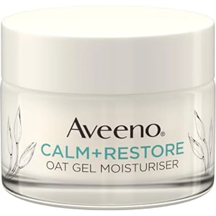 Aveeno CALM+RESTORE Feuchtigkeitsspendende Hafer Tagespflege (50 ml), parfümfreie 24 Stunden Feuchtigkeitspflege, beruhigt sofort empfindliche Haut, mit präbiotischem Hafer & beruhigendem Mutterkraut, Gel-Creme-Formel