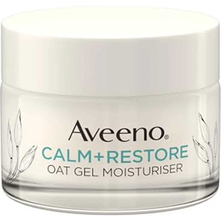Aveeno CALM+RESTORE Feuchtigkeitsspendende Hafer Tagespflege (50 ml), parfümfreie 24 Stunden Feuchtigkeitspflege, beruhigt sofort empfindliche Haut, mit präbiotischem Hafer & beruhigendem Mutterkraut, Gel-Creme-Formel – Bild 1