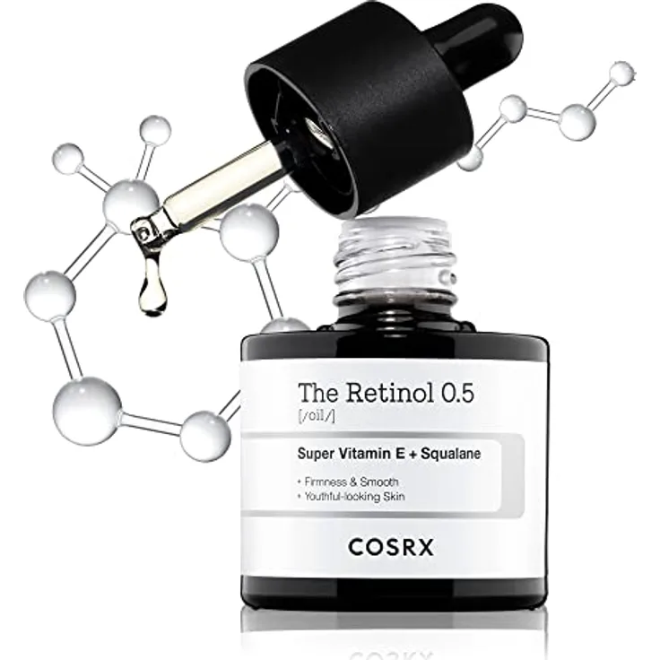 Cosrx The Retinol 0.5 Oil, 20ml Gesichtsserum mit 0,5% Retinol, Vitamin E & Squalan, Anti-Aging Nachtpflege, zur Verbesserung der Hautelastizität, Korean Skincare