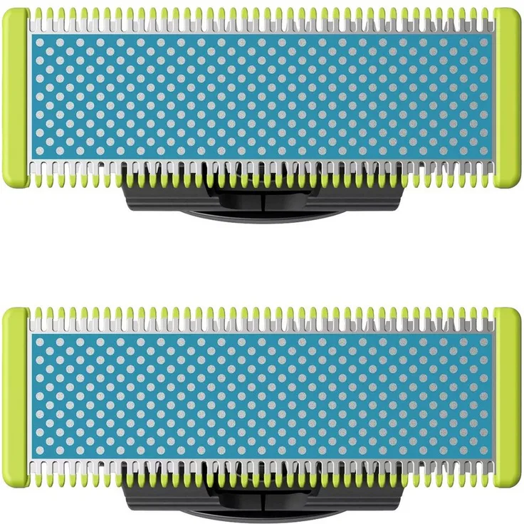 Philips OneBlade Bodycare, 2 Hautfreundliche Rasierklingen in Blau und Grün, für alle OneBlade Handstücke, langlebig und wasserdicht