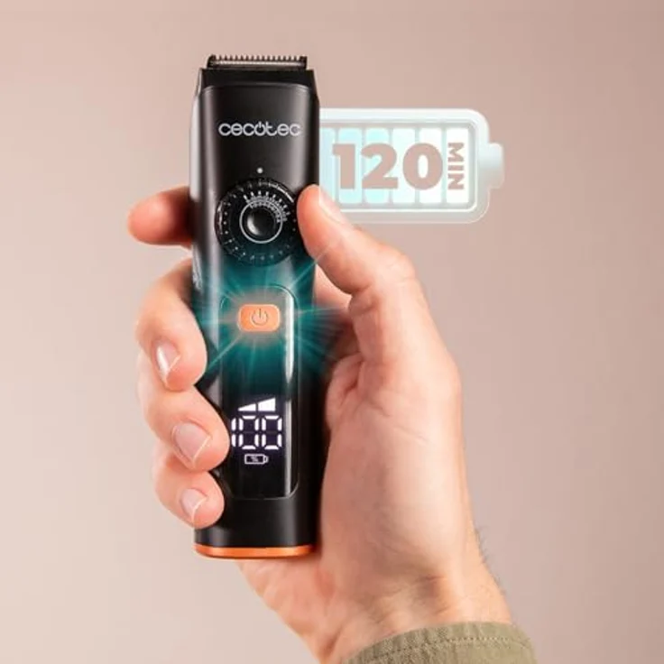 Cecotec Barttrimmer PrecisionCare Barber Elite, Edelstahlklingen, 120 Minuten Akkulaufzeit, wasserbeständig, mit zwei verstellbaren Kammaufsätzen – Bild 4